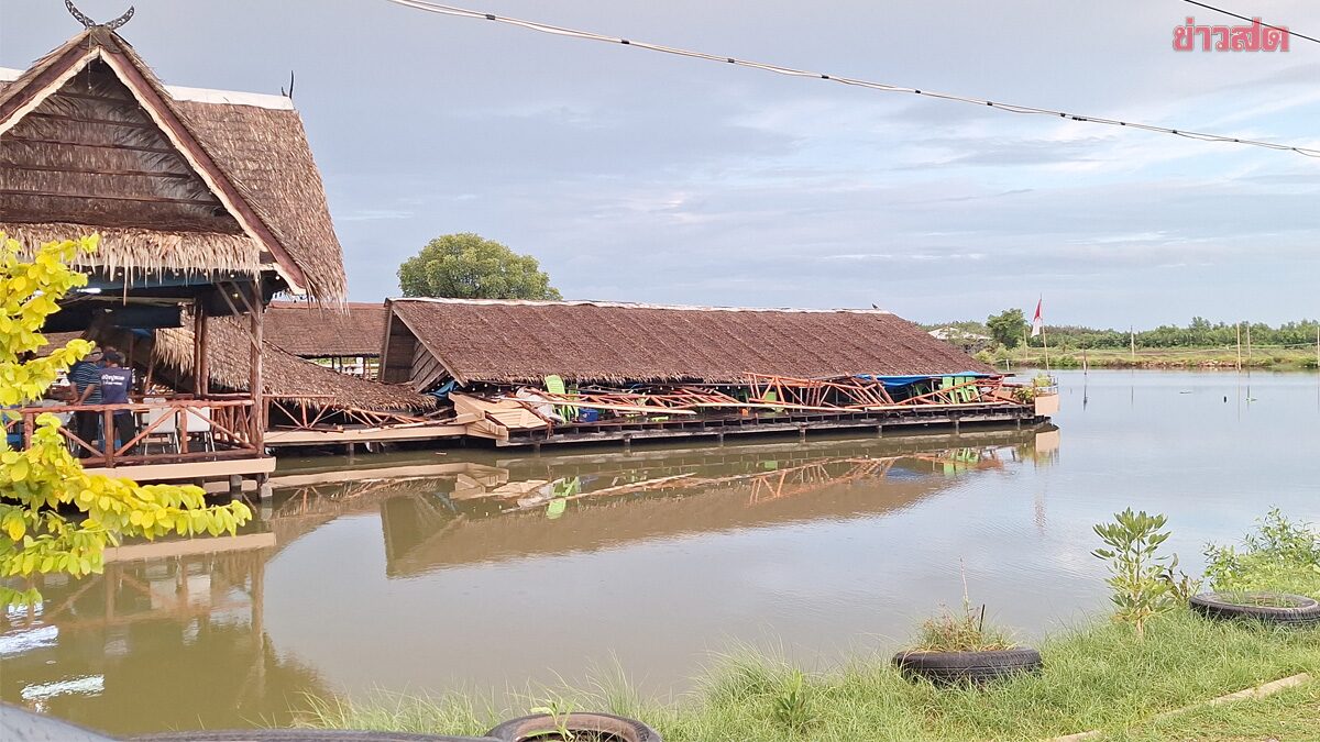 พายุฝนถล่มโครงสร้างร้านอาหาร บาดเจ็บลูกค้าหลายคนในสมุทรปราการ